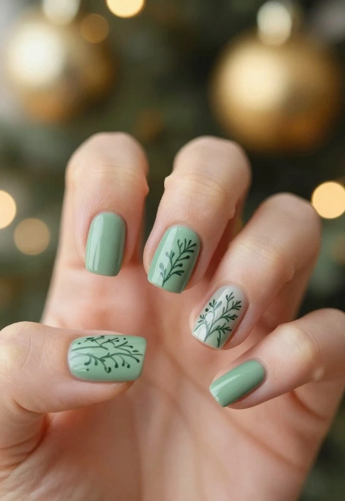 14 Quick and Easy Christmas Nail Designs Perfect for Beginners! - 10. Mistletoe Magic 1