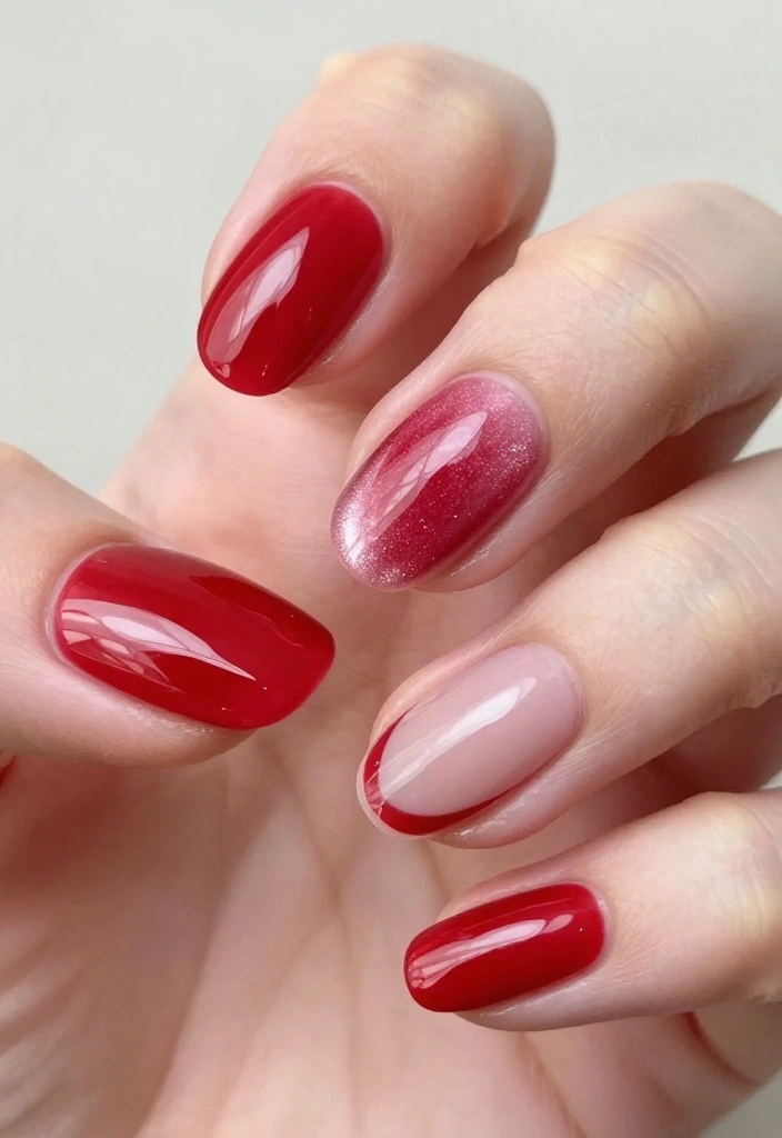 14 Red Cat Eye Nail Looks That Are Simply Unforgettable! - 10. Negative Space Cat Eye 1