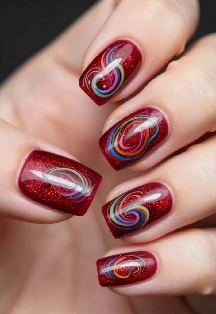 14 Red Cat Eye Nail Looks That Are Simply Unforgettable! - 12. Cat Eye Swirls 1