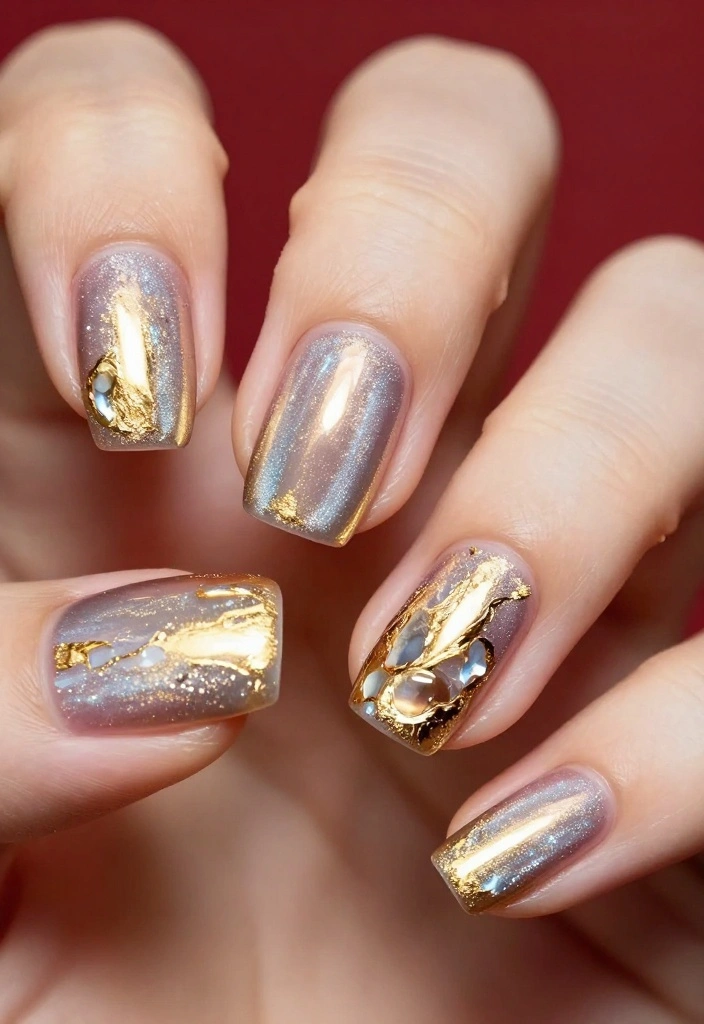 14 Red Cat Eye Nail Looks That Are Simply Unforgettable! - 13. Cat Eye with Foil Accents 1