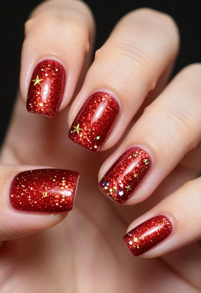 14 Red Cat Eye Nail Looks That Are Simply Unforgettable! - 3. Glittery Cat Eye Delight 1