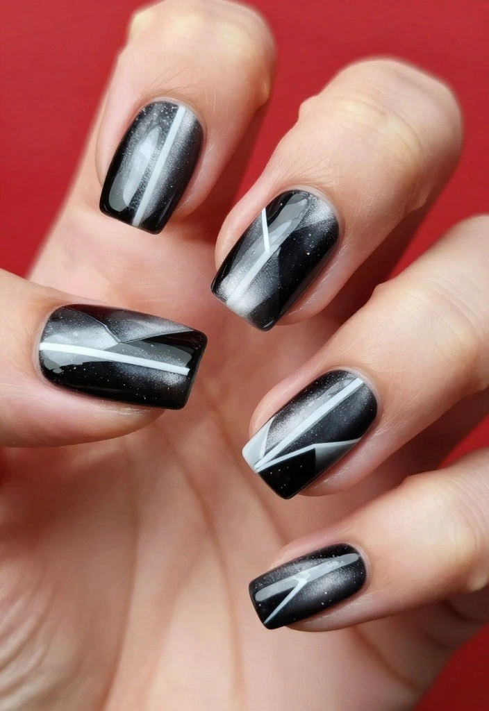 14 Red Cat Eye Nail Looks That Are Simply Unforgettable! - 6. Geometric Cat Eye 1