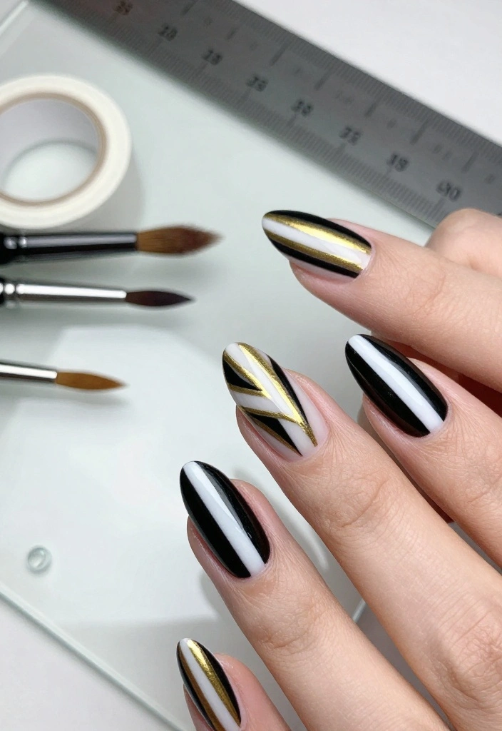 14 Stunning Ideas to Enhance Your Pointed Nails (Your Friends Will Be Jealous!) - 6. Geometric Patterns 1