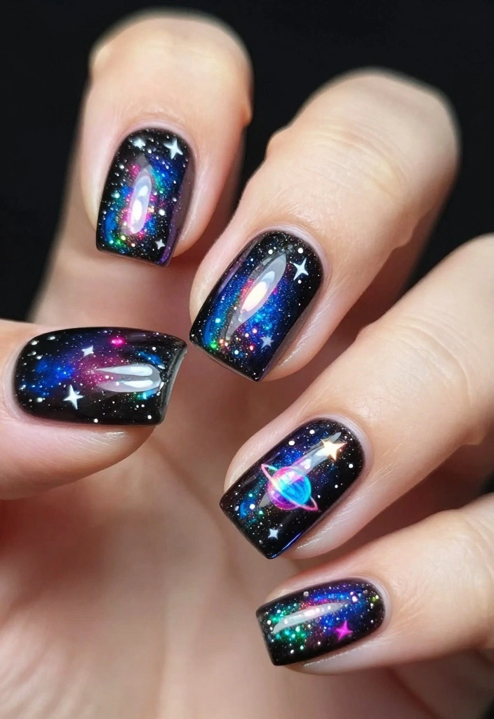 14 Unique Claw Nail Styles That Are Taking Over Instagram (Don’t Miss #9!) - 1. Neon Galactic Claws 1