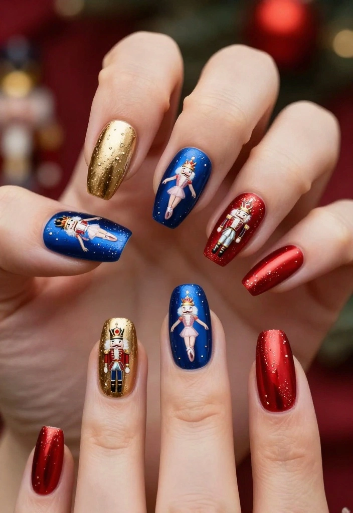15 Adorable Christmas Tree Nails You Need to Try Before the Holiday Party! - 13. Nutcracker Ballet Inspiration 1