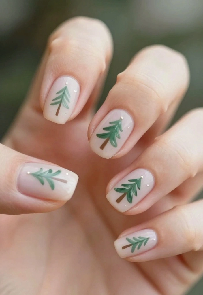 15 Adorable Christmas Tree Nails You Need to Try Before the Holiday Party! - 2. Minimalist Tree Designs 1