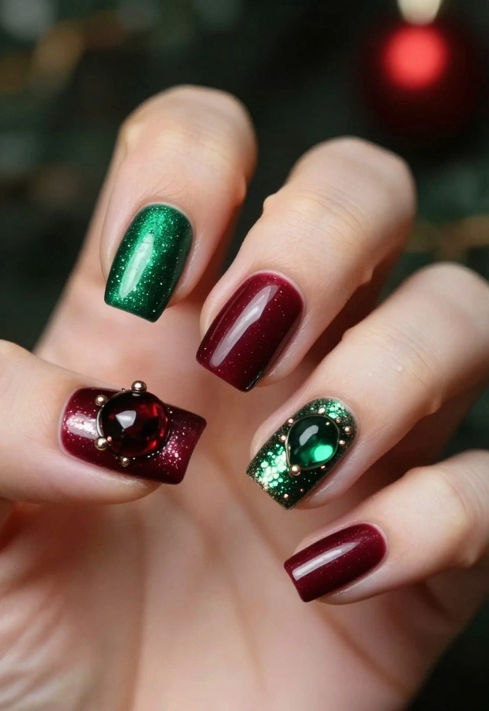 15 Adorable Christmas Tree Nails You Need to Try Before the Holiday Party! - 8. Ornament Baubles 1