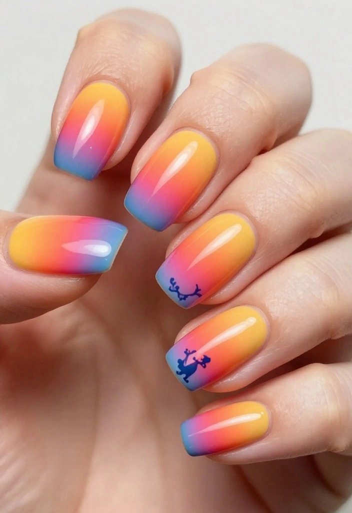 15 Adorable Dinosaur Nails Ideas You’ll Want to Show Off (Wait Until You See #7!) - 14. Ombre Dino Delight 1