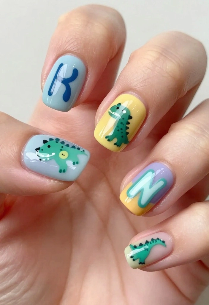 15 Adorable Dinosaur Nails Ideas You’ll Want to Show Off (Wait Until You See #7!) - 15. Personalized Dino Art 1