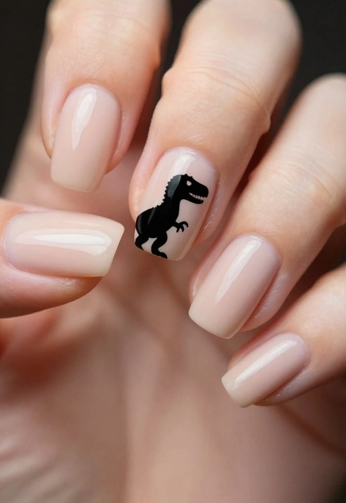 15 Adorable Dinosaur Nails Ideas You’ll Want to Show Off (Wait Until You See #7!) - 4. Velociraptor Silhouette 1