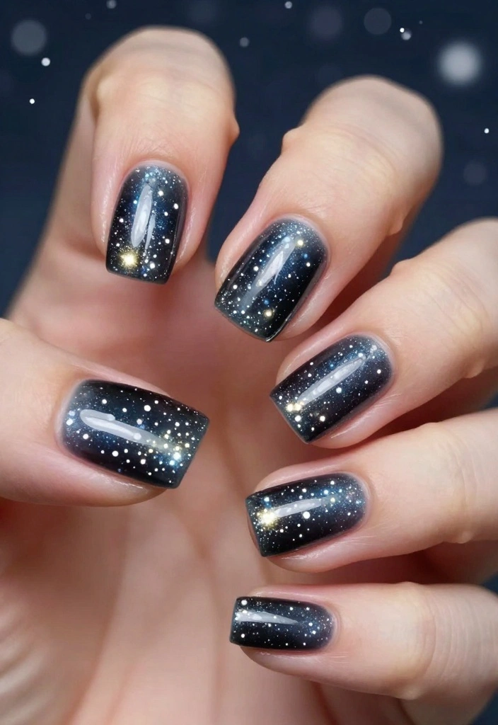 15 Adorable Winter Nails for Short Nails You'll Want to Show Off! - 14. Twinkling Fairy Lights 1