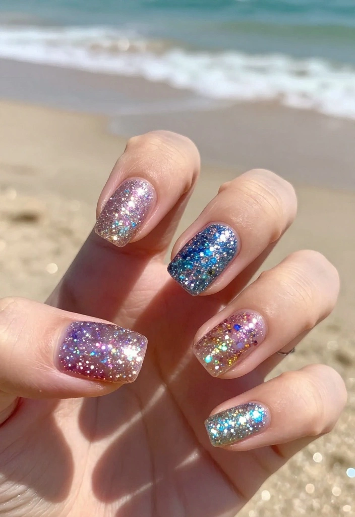 15 Bali Nails Designs You Must Try This Summer (You’ll Be Obsessed With #7!) - 13. Glitzy Glitter Nails 1