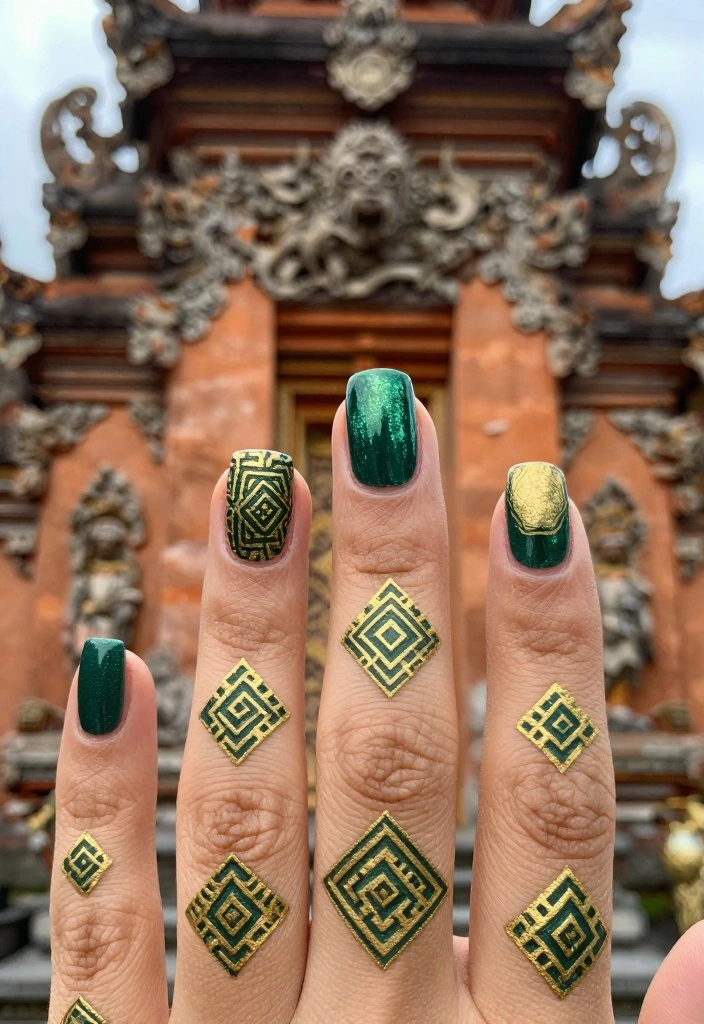 15 Bali Nails Designs You Must Try This Summer (You’ll Be Obsessed With #7!) - 5. Balinese Temple Patterns 1
