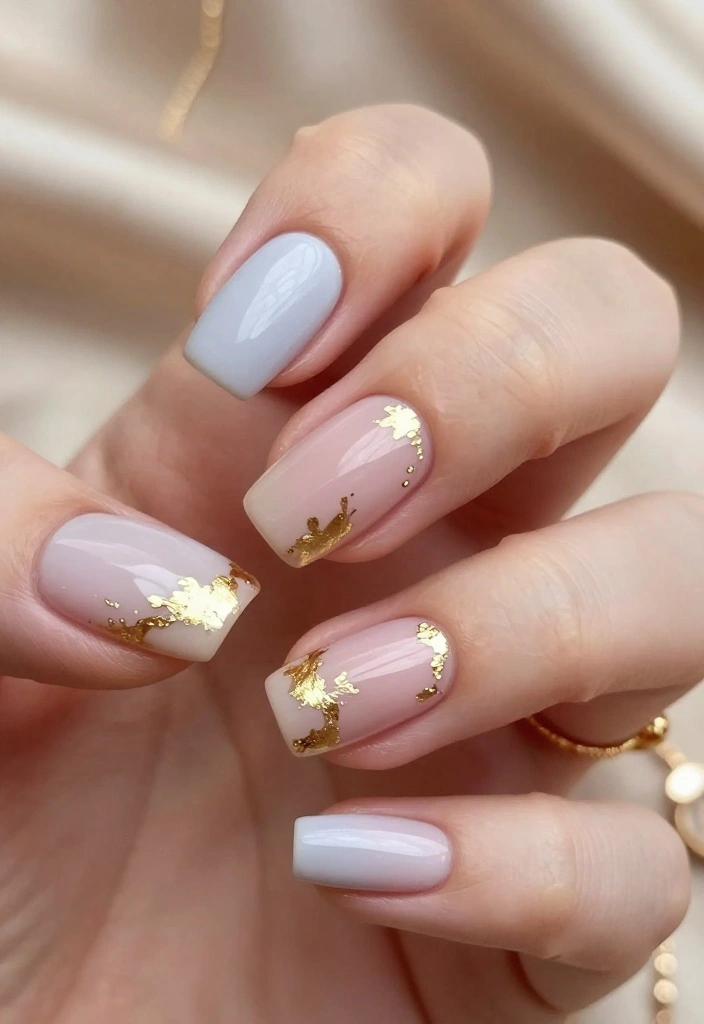 15 Bali Nails Designs You Must Try This Summer (You’ll Be Obsessed With #7!) - 8. Gold Foil Accents 1