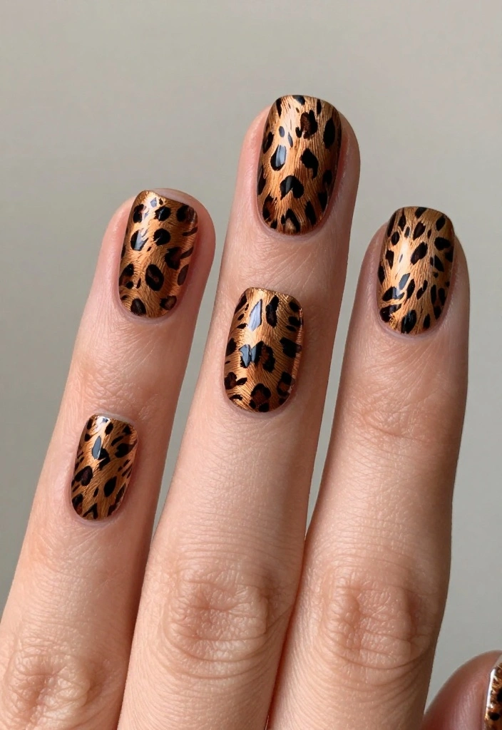 15 Bronze Nail Inspirations You Can't Ignore! - 12. Bronzed Animal Prints 1
