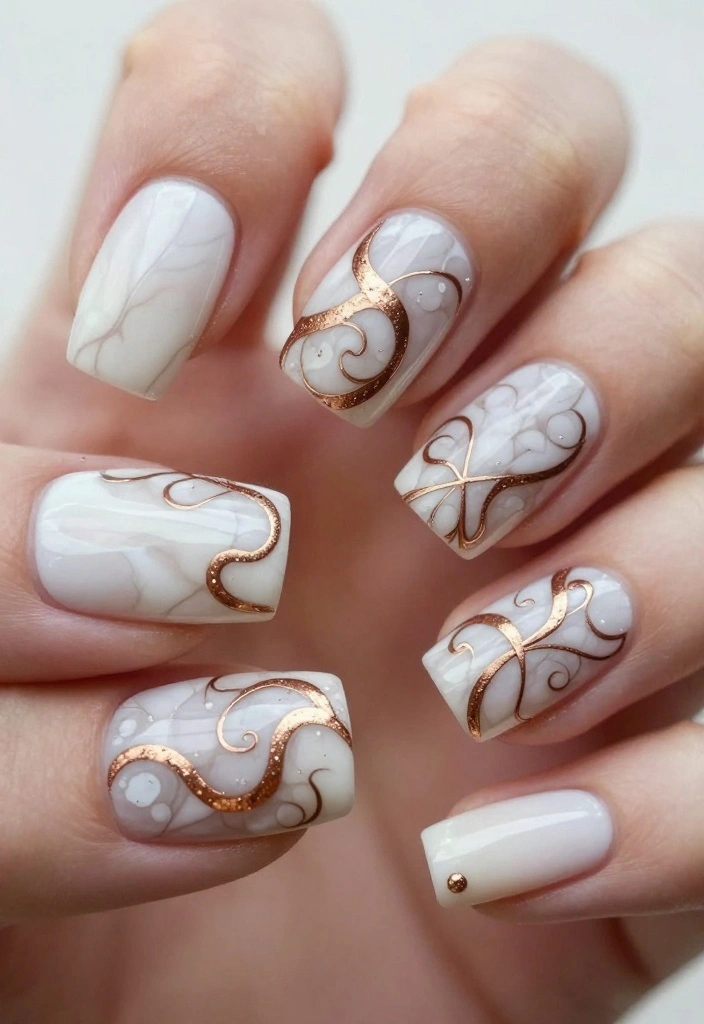 15 Bronze Nail Inspirations You Can't Ignore! - 4. Bronze Marble Effect 1