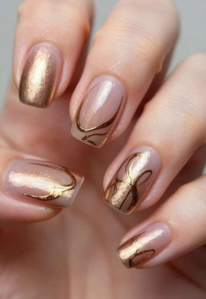 15 Bronze Nail Inspirations You Can't Ignore! - 9. Bronze Negative Space 1