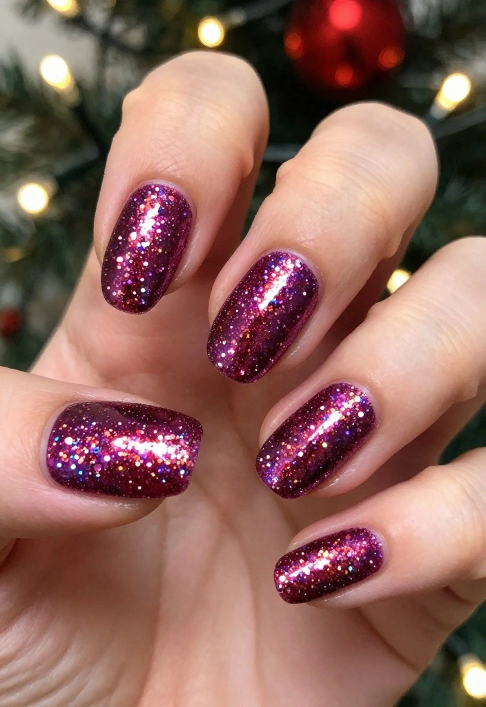 15 Christmas Almond Nails That Perfectly Capture the Holiday Spirit! 🎊 - 12. Festive Glitter Bombs 1