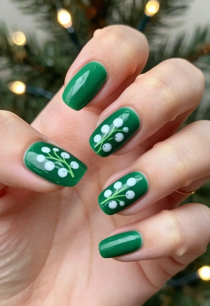 15 Christmas Almond Nails That Perfectly Capture the Holiday Spirit! 🎊 - 14. Mistletoe Magic 1