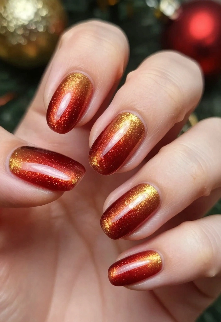 15 Christmas Almond Nails That Perfectly Capture the Holiday Spirit! 🎊 - 9. Festive Ombre 1