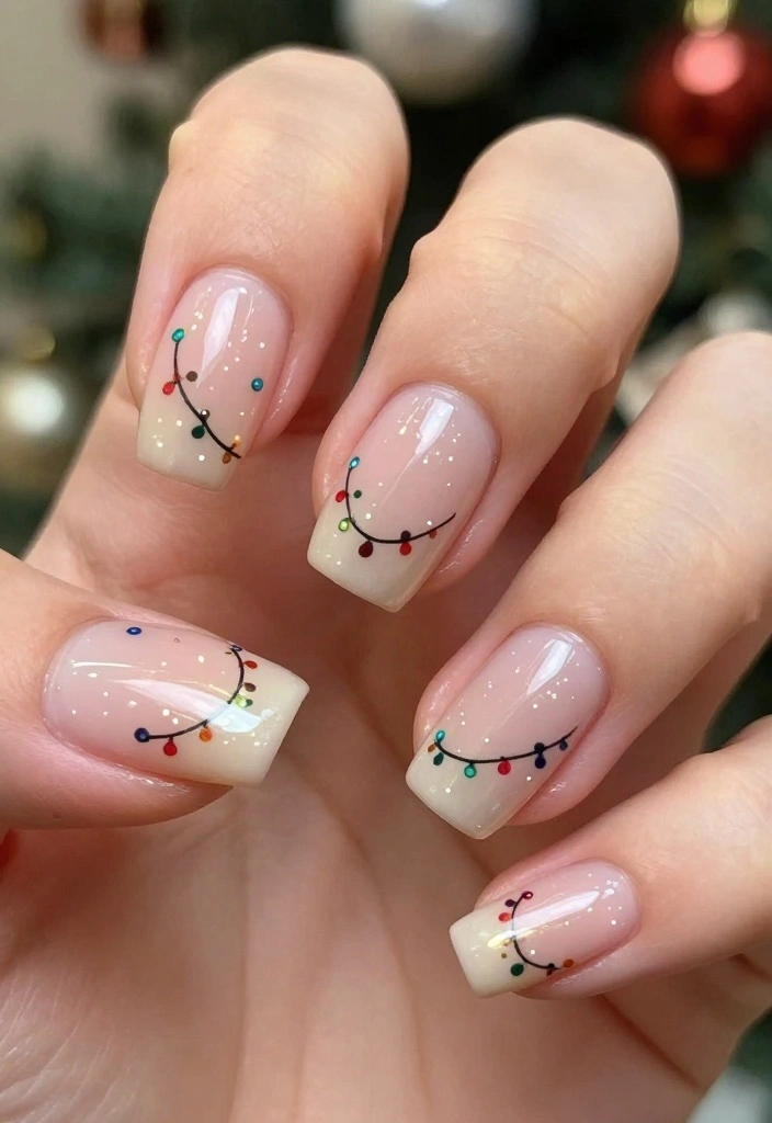 15 Christmas Light Nail Designs To Try This Holiday Season! - 1. Twinkling Christmas Lights 1