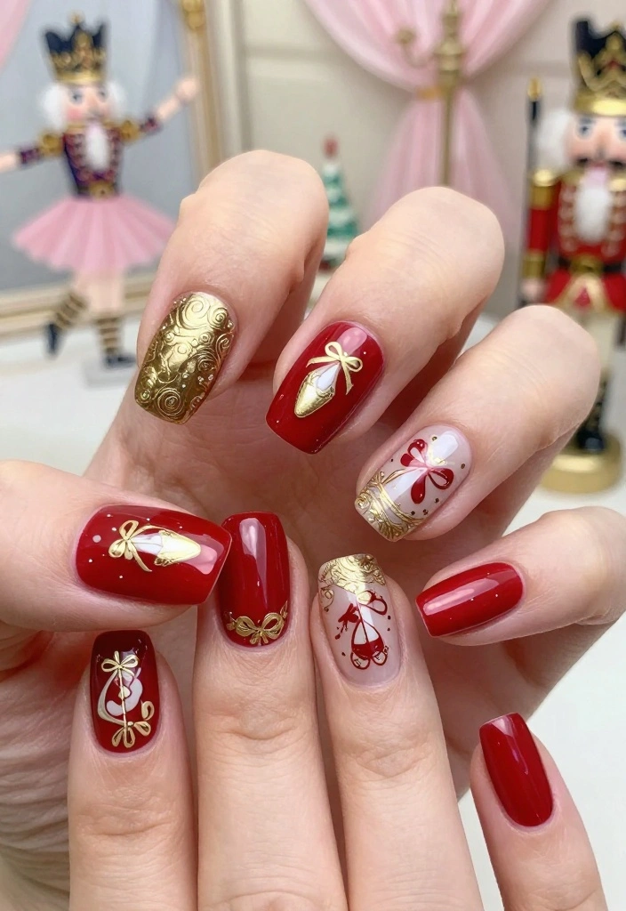 15 Christmas Light Nail Designs To Try This Holiday Season! - 10. Nutcracker Ballet Inspired 1