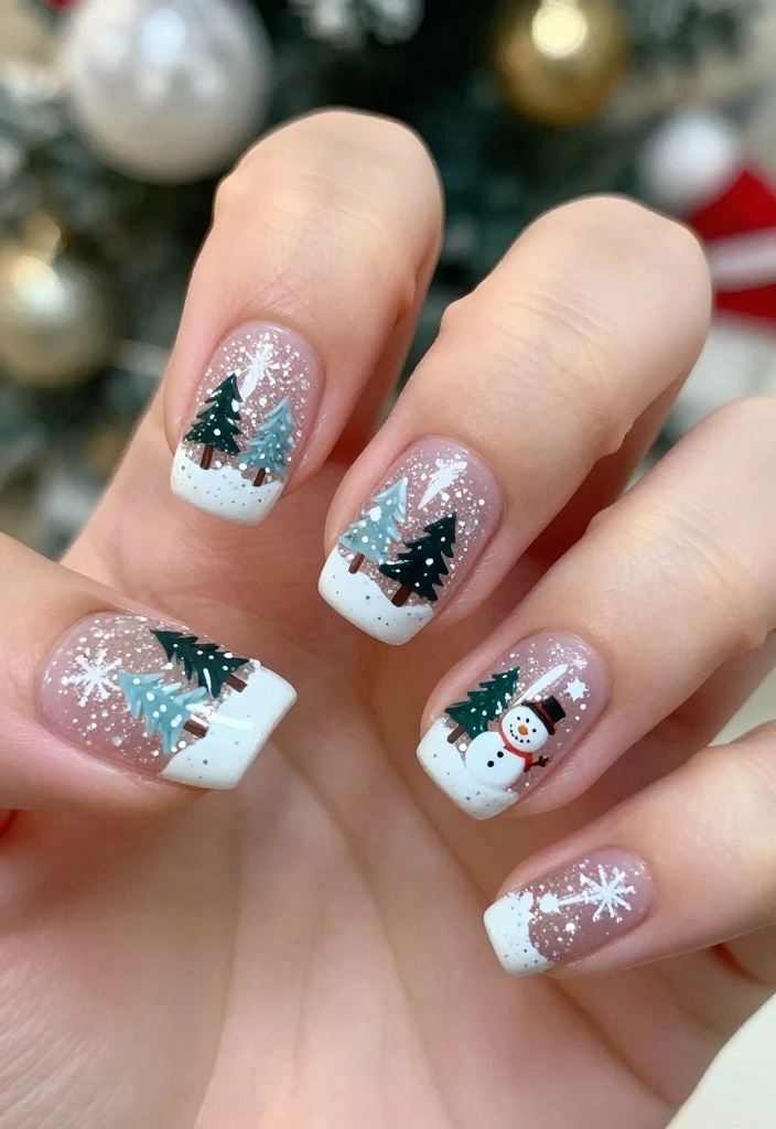 15 Christmas Light Nail Designs To Try This Holiday Season! - 11. Sparkling Snow Globes 1