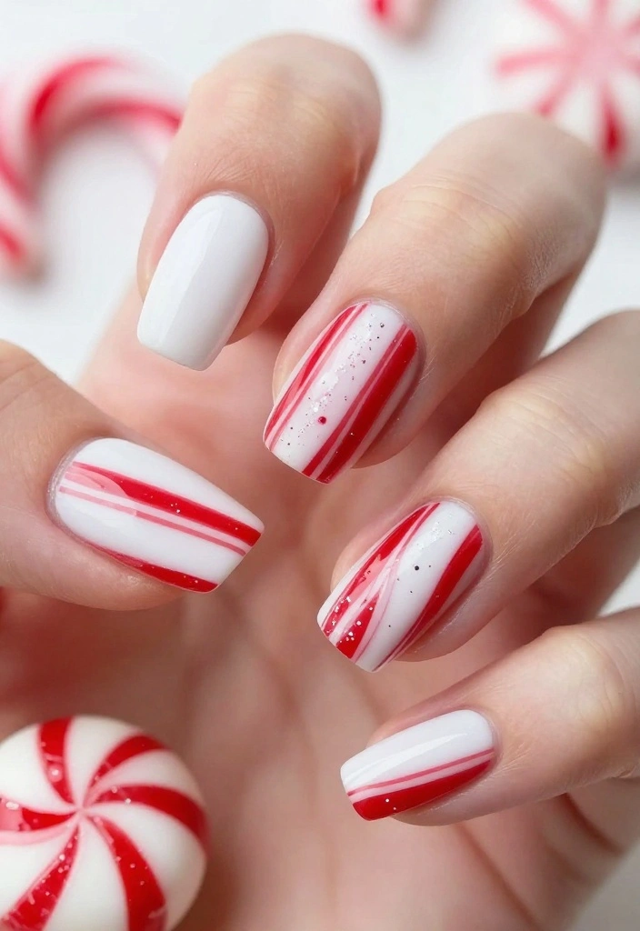 15 Christmas Light Nail Designs To Try This Holiday Season! - 2. Candy Cane Stripes 1