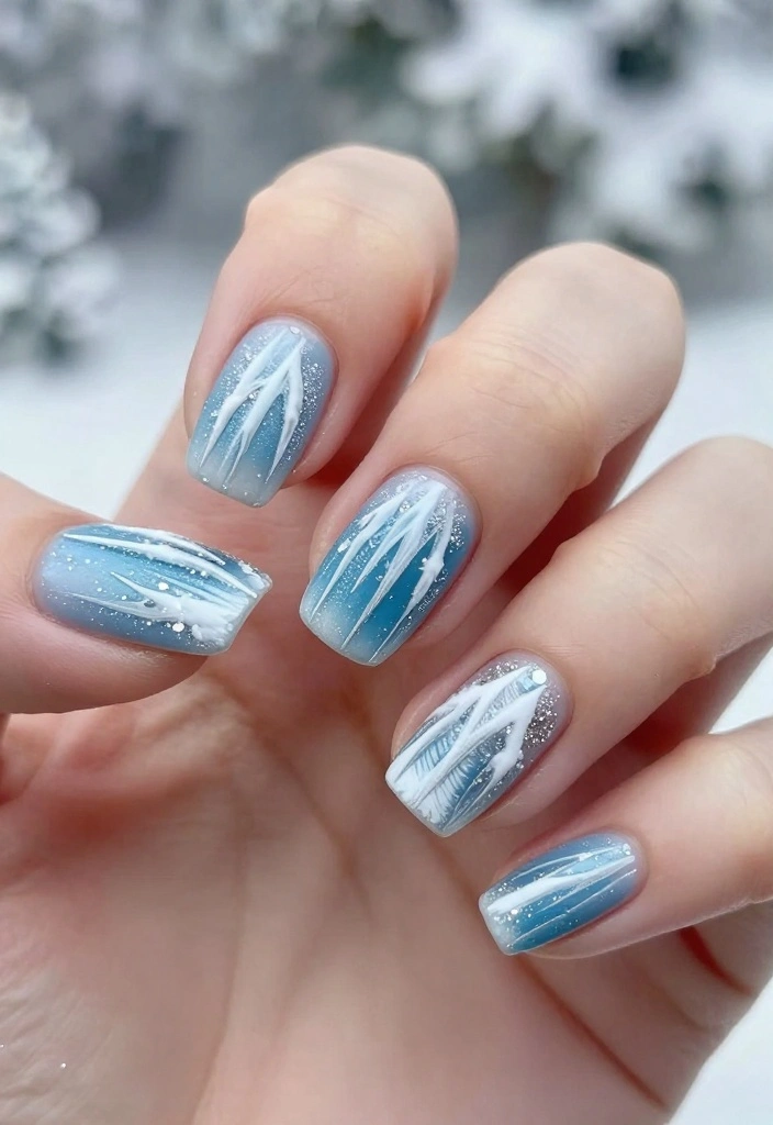 15 Christmas Light Nail Designs To Try This Holiday Season! - 9. Frozen Icicle Nails 1