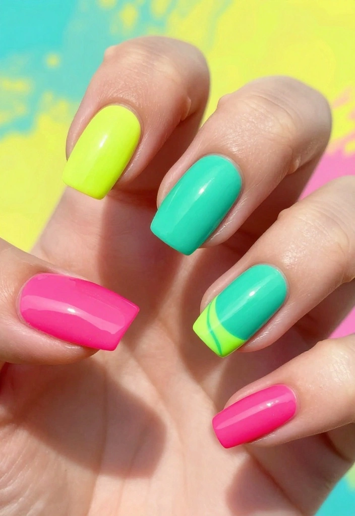 15 Classy Birthday Nails That Will Keep Your Hands Looking Fabulous (Wait for #1!) - 12. Chic Neon Accents 1