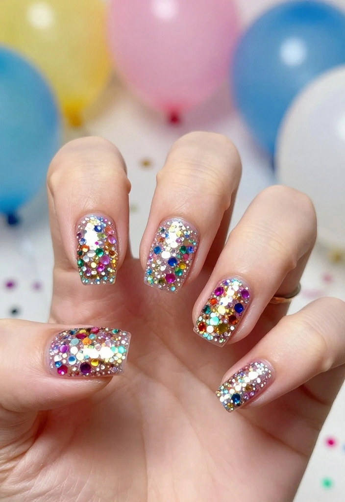 15 Classy Birthday Nails That Will Keep Your Hands Looking Fabulous (Wait for #1!) - 8. Sparkly Party Nails 1