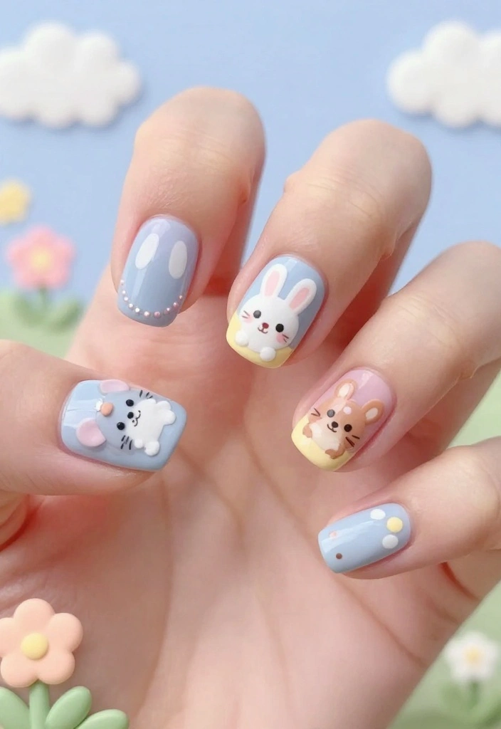 15 Cute Animal Nail Ideas That Will Make You the Talk of the Town! - 11. Critter Cuties 1