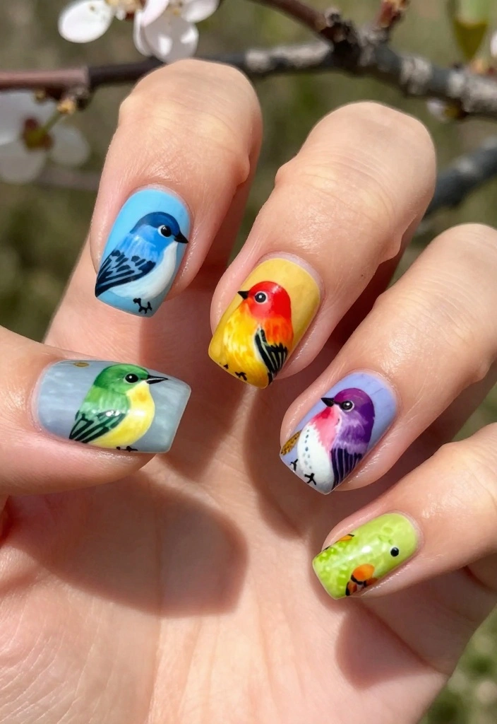 15 Cute Animal Nail Ideas That Will Make You the Talk of the Town! - 6. Feathered Friends 1