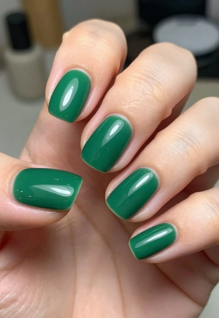 15 Easy DIY Emerald Nails Designs That Even Beginners Can Master! - 1. Classic Emerald Gloss 1