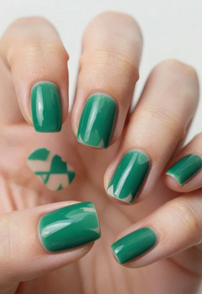 15 Easy DIY Emerald Nails Designs That Even Beginners Can Master! - 10. Emerald with Negative Space 1