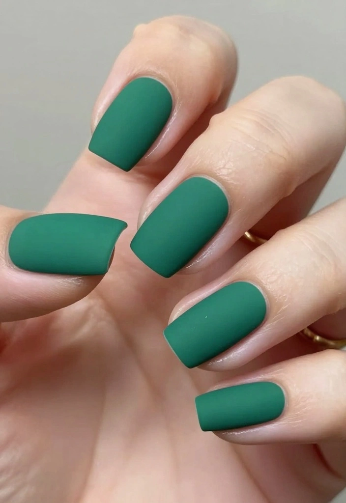 15 Easy DIY Emerald Nails Designs That Even Beginners Can Master! - 5. Matte Emerald Finish 1