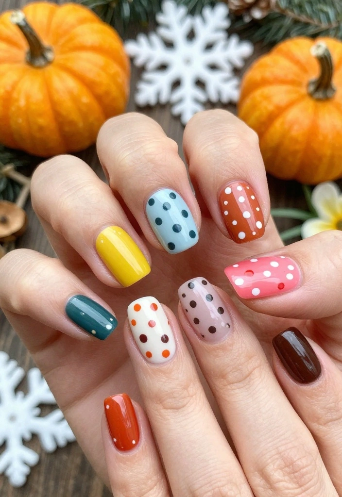 15 Easy Polka Dot Nail Designs That Will Elevate Your Style! - 10. Seasonal-Themed Dots 1