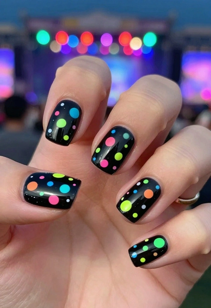 15 Easy Polka Dot Nail Designs That Will Elevate Your Style! - 11. Neon Party Dots 1