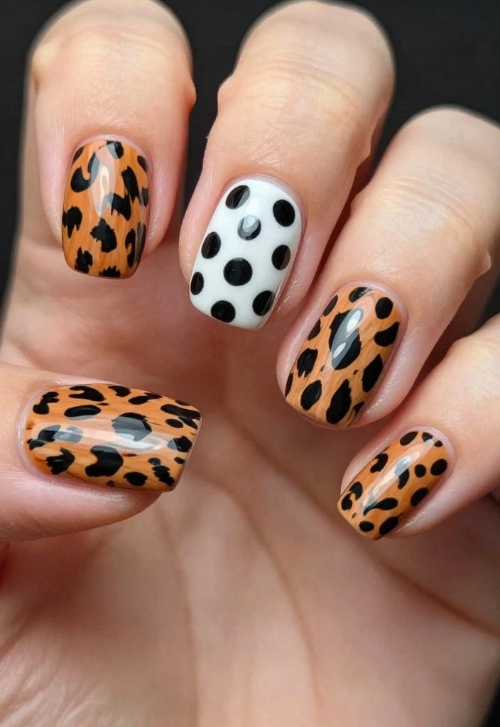 15 Easy Polka Dot Nail Designs That Will Elevate Your Style! - 14. Animal Print Polka Dots 1