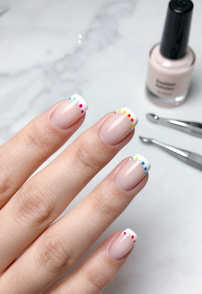 15 Easy Polka Dot Nail Designs That Will Elevate Your Style! - 4. Chic French Tips with Dots 1