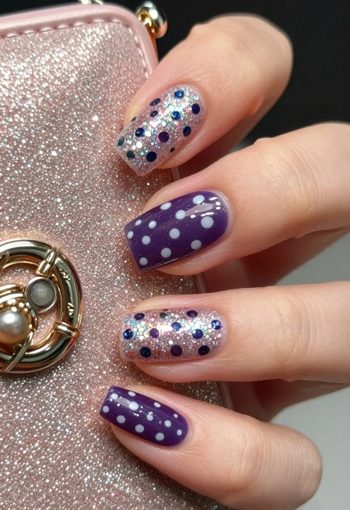 15 Easy Polka Dot Nail Designs That Will Elevate Your Style! - 7. Glittery Glam Dots 1