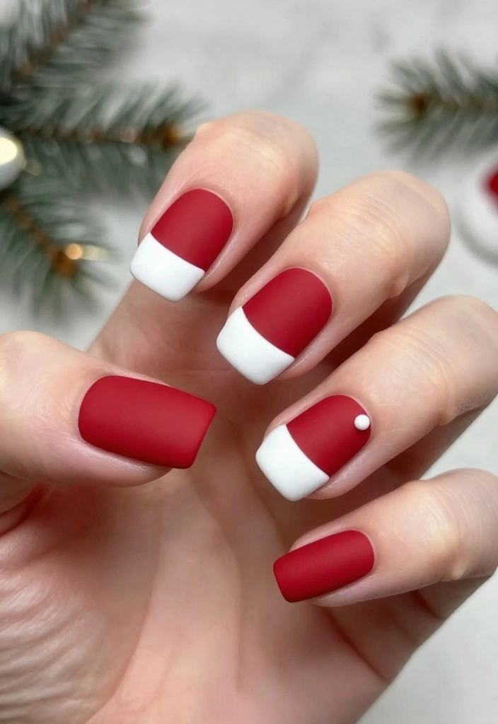 15 Easy Santa Hat Nails to Brighten Up Your Holiday Look (No Talent Required!) - 4. Matte Santa Hat Designs 1