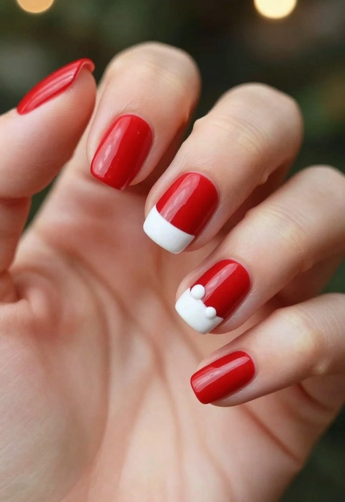 15 Easy Santa Hat Nails to Brighten Up Your Holiday Look (No Talent Required!) - 7. Santa Hat Accent Nails 1