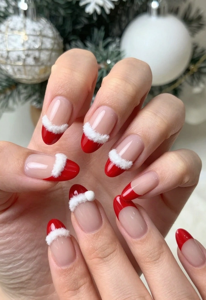 15 Easy Santa Hat Nails to Brighten Up Your Holiday Look (No Talent Required!) - 9. Santa Hat French Tips 1