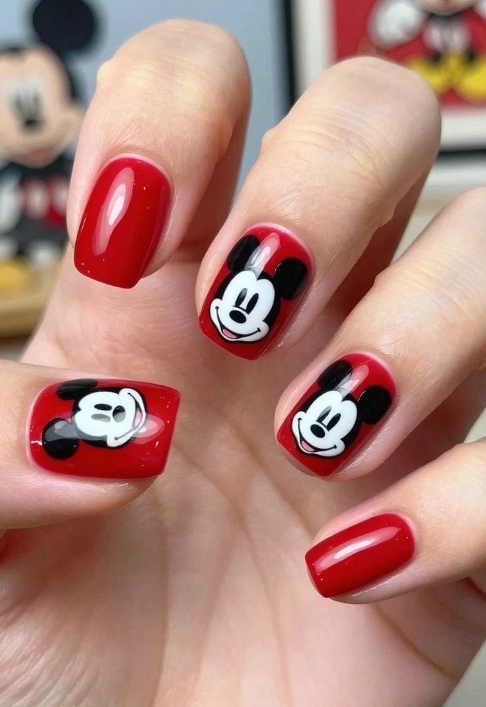 15 Fun Disneyland Nail Inspirations That Will Transport You to the Magic Kingdom! ✨ - 1. Mickey Mouse Madness 1