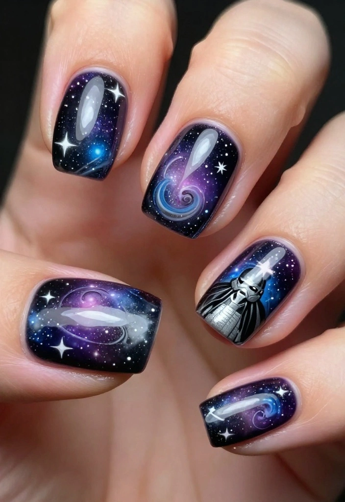 15 Fun Disneyland Nail Inspirations That Will Transport You to the Magic Kingdom! ✨ - 12. Star Wars Galactic Style 1