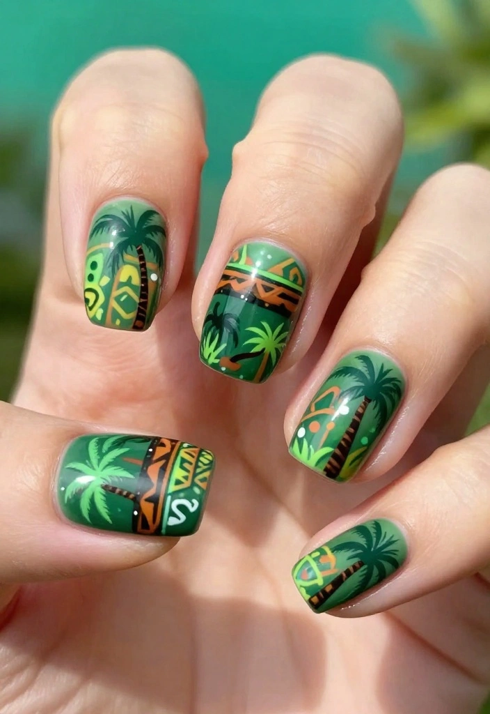 15 Fun Disneyland Nail Inspirations That Will Transport You to the Magic Kingdom! ✨ - 3. Adventureland Vibes 1