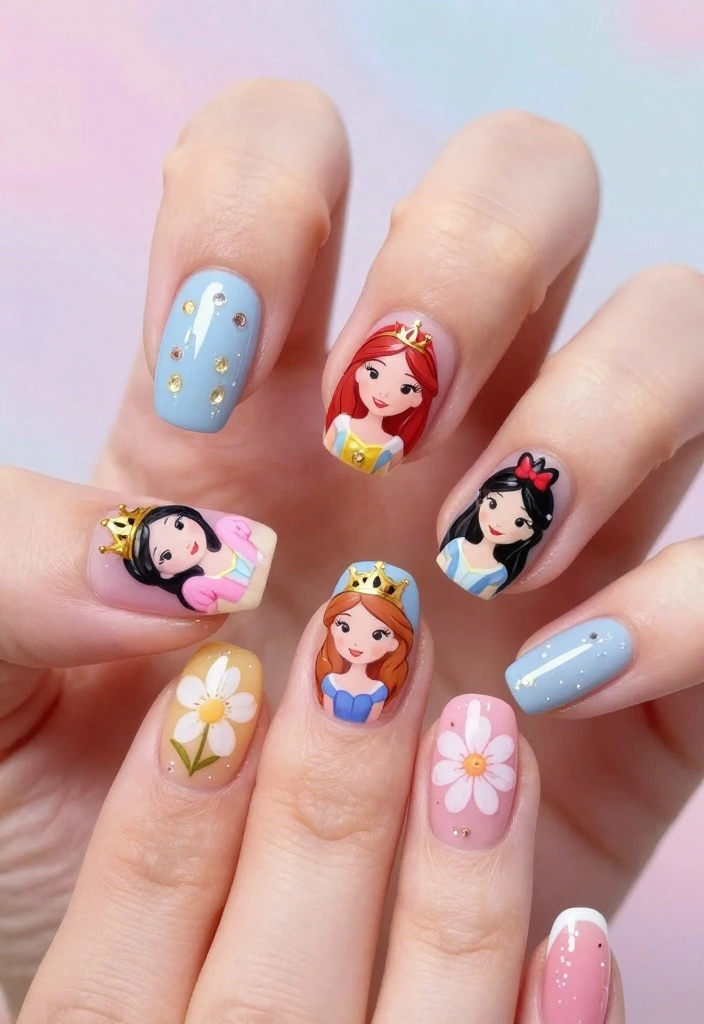 15 Fun Disneyland Nail Inspirations That Will Transport You to the Magic Kingdom! ✨ - 4. Dazzling Disney Princesses 1