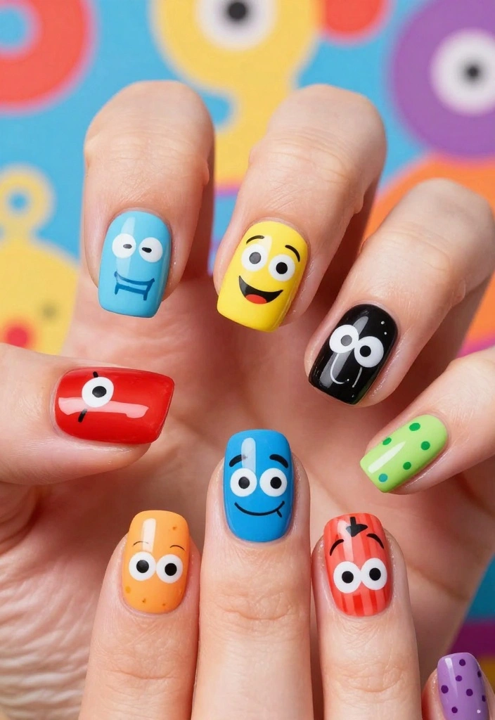 15 Fun Disneyland Nail Inspirations That Will Transport You to the Magic Kingdom! ✨ - 5. Pixar-Inspired Fun 1