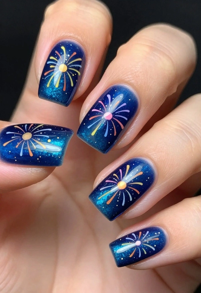 15 Fun Disneyland Nail Inspirations That Will Transport You to the Magic Kingdom! ✨ - 8. Colorful Fireworks 1